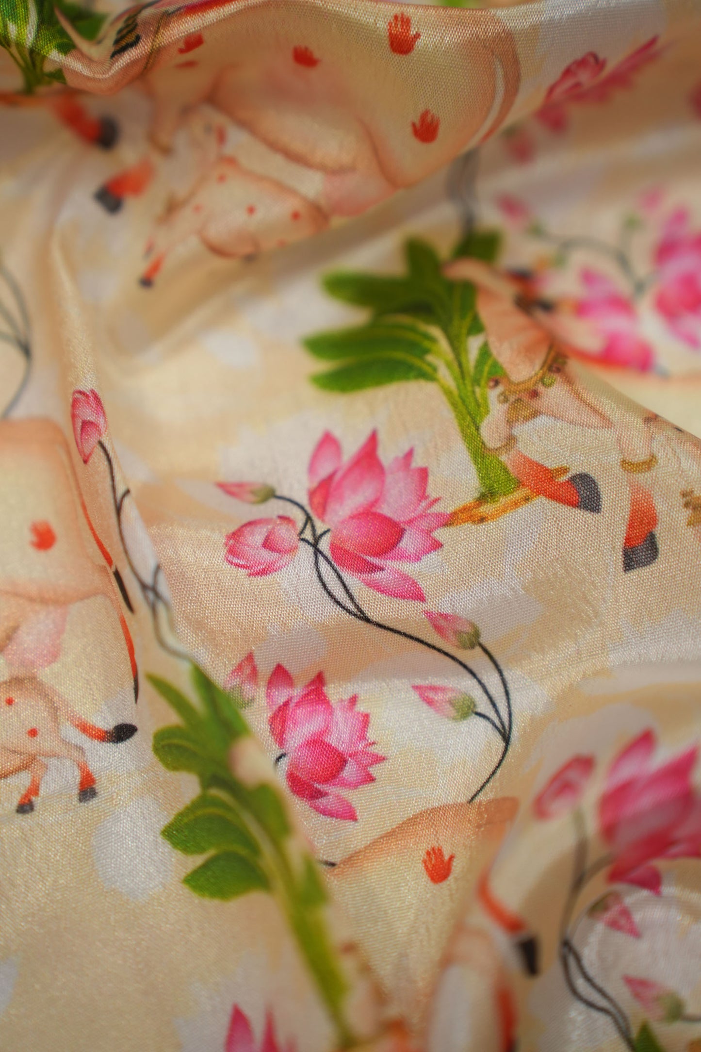 Serene Kamdhenu Lotus Crepe Silk Fabric