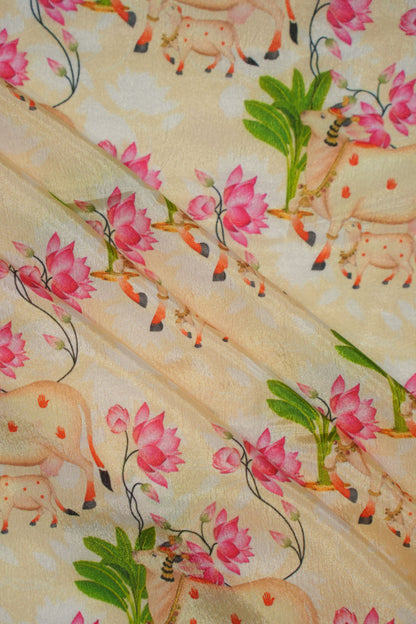 Serene Kamdhenu Lotus Crepe Silk Fabric
