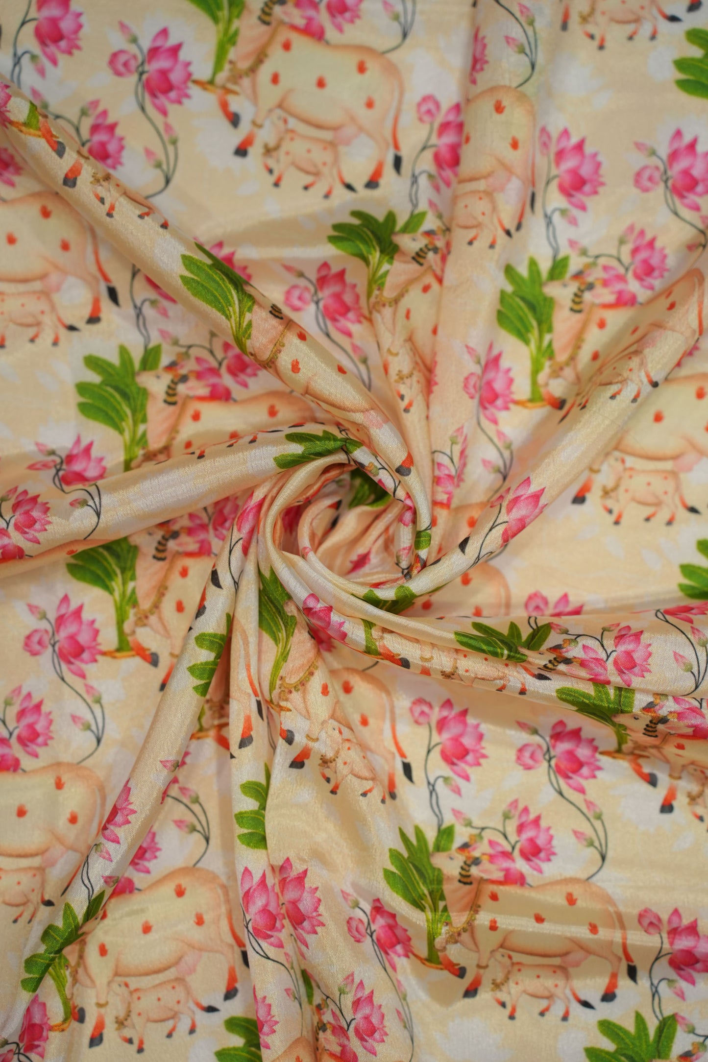 Serene Kamdhenu Lotus Crepe Silk Fabric