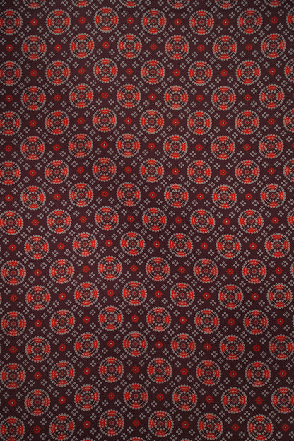 Maroon Mandala French Crepe Fabric