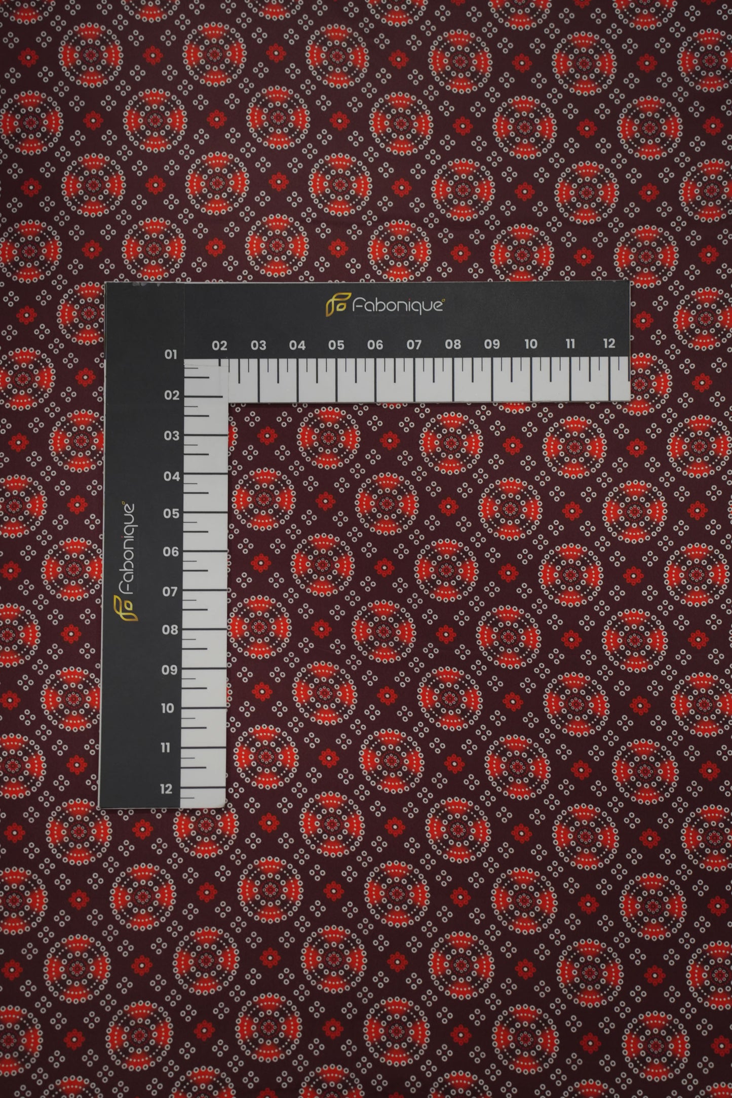 Maroon Mandala French Crepe Fabric