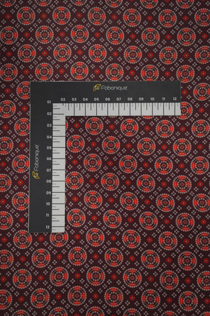 Maroon Mandala French Crepe Fabric