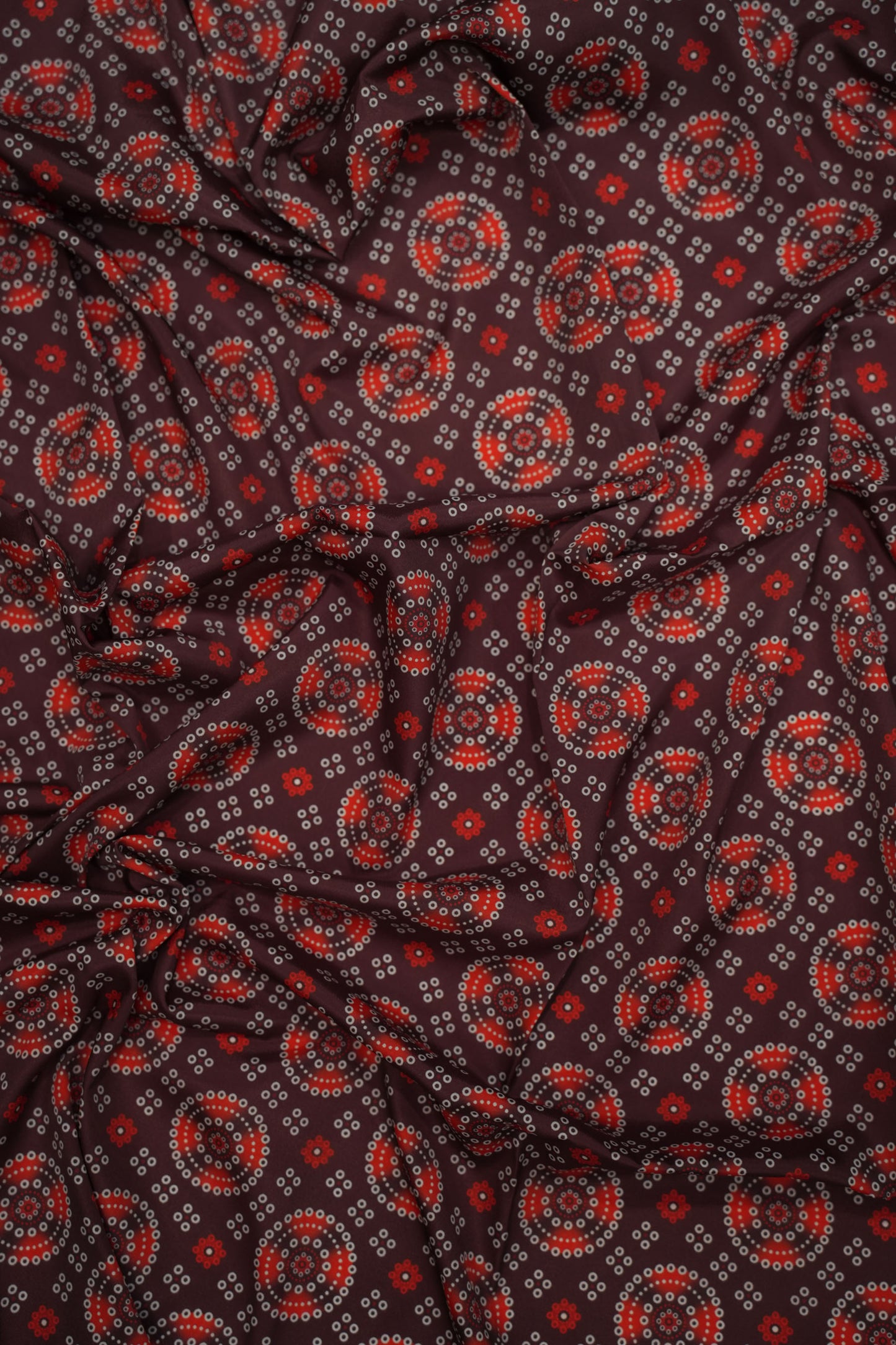 Maroon Mandala French Crepe Fabric