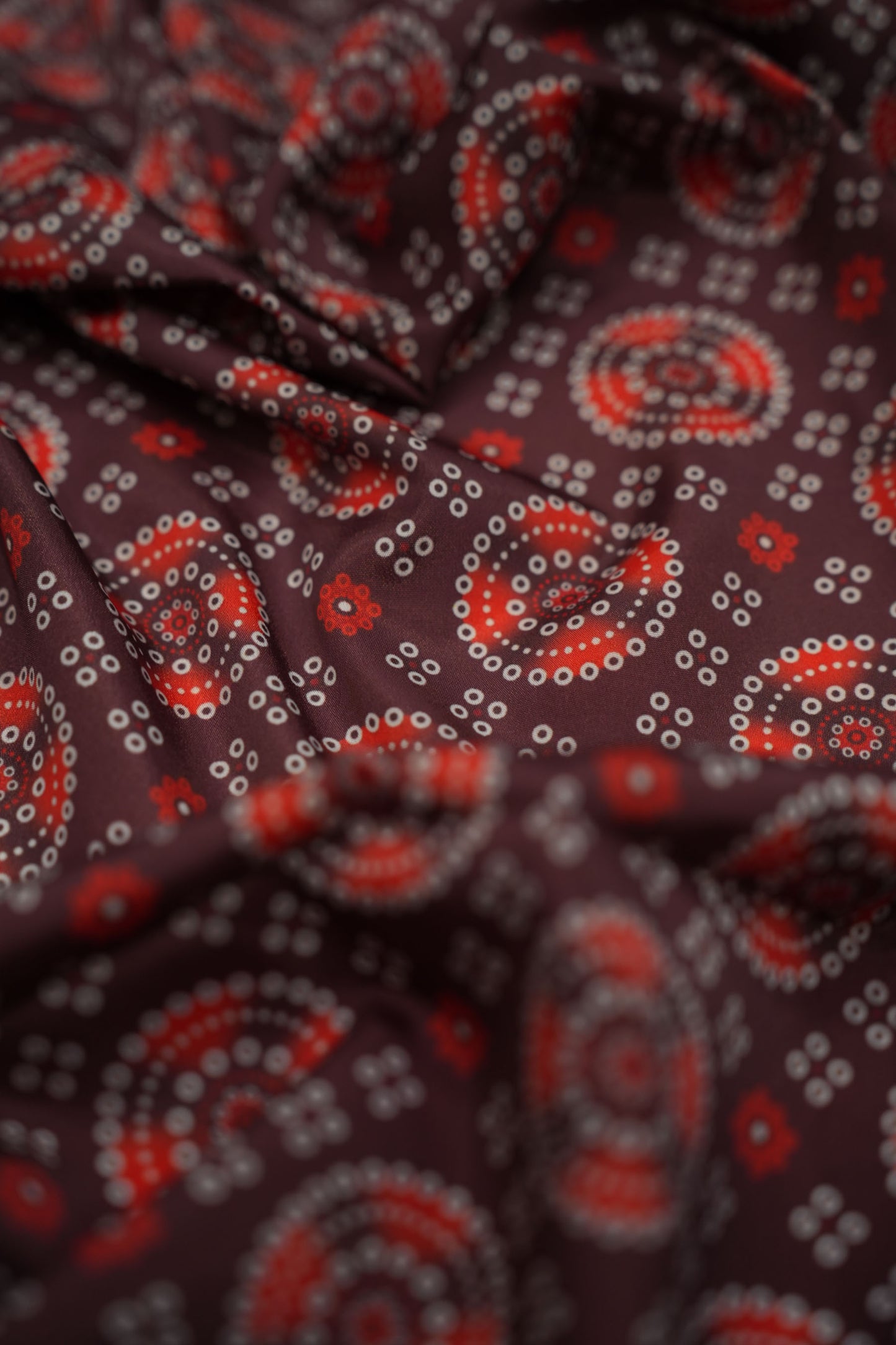 Maroon Mandala French Crepe Fabric