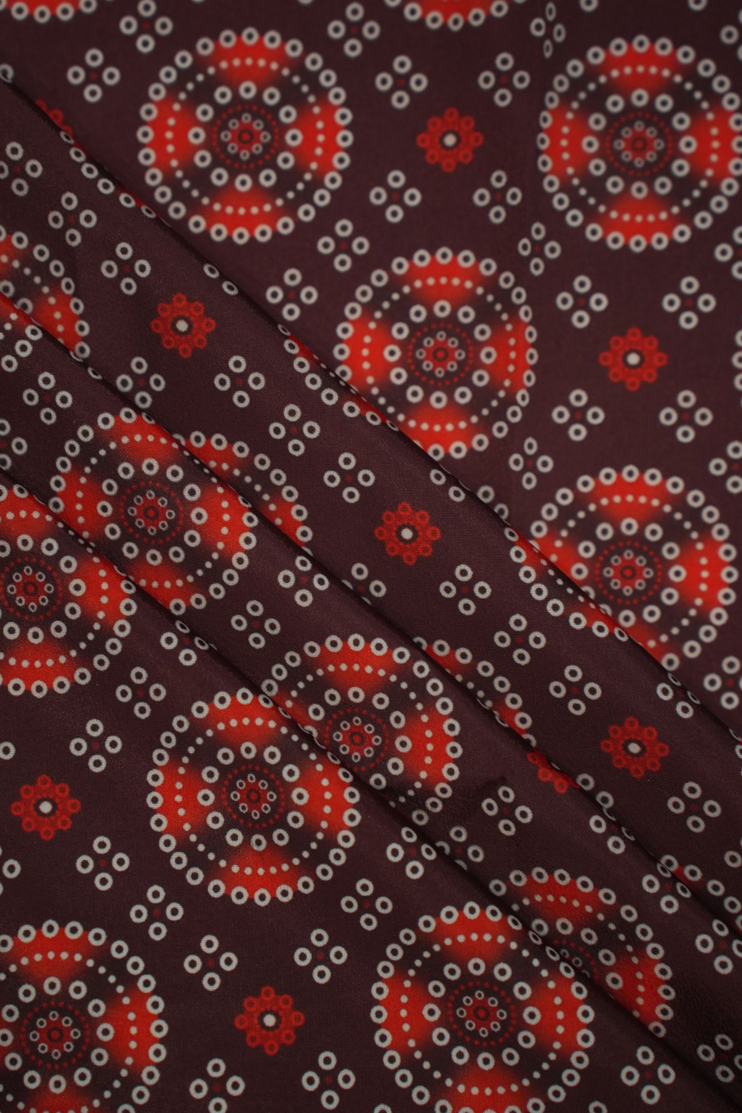 Maroon Mandala French Crepe Fabric