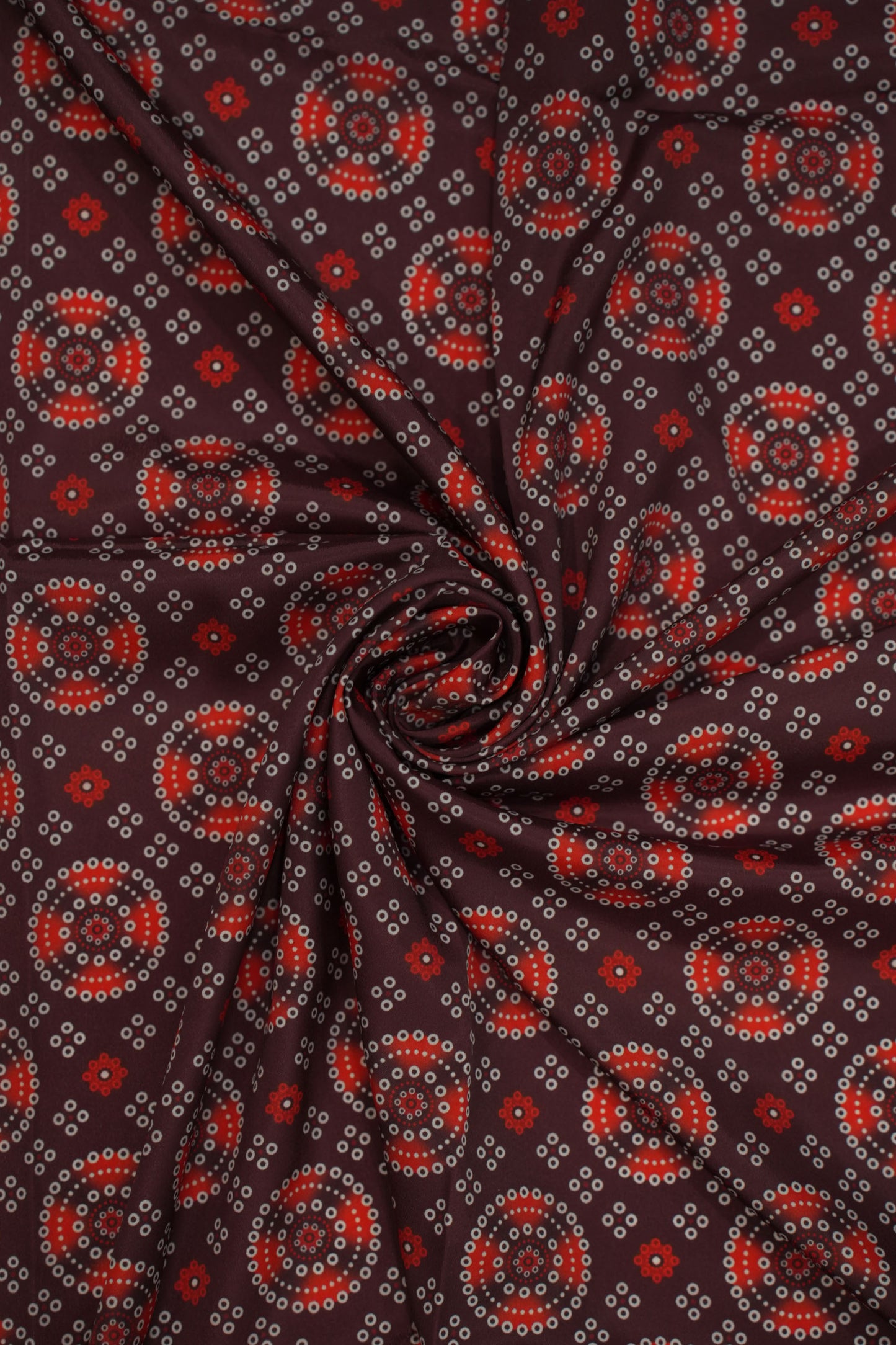 Maroon Mandala French Crepe Fabric