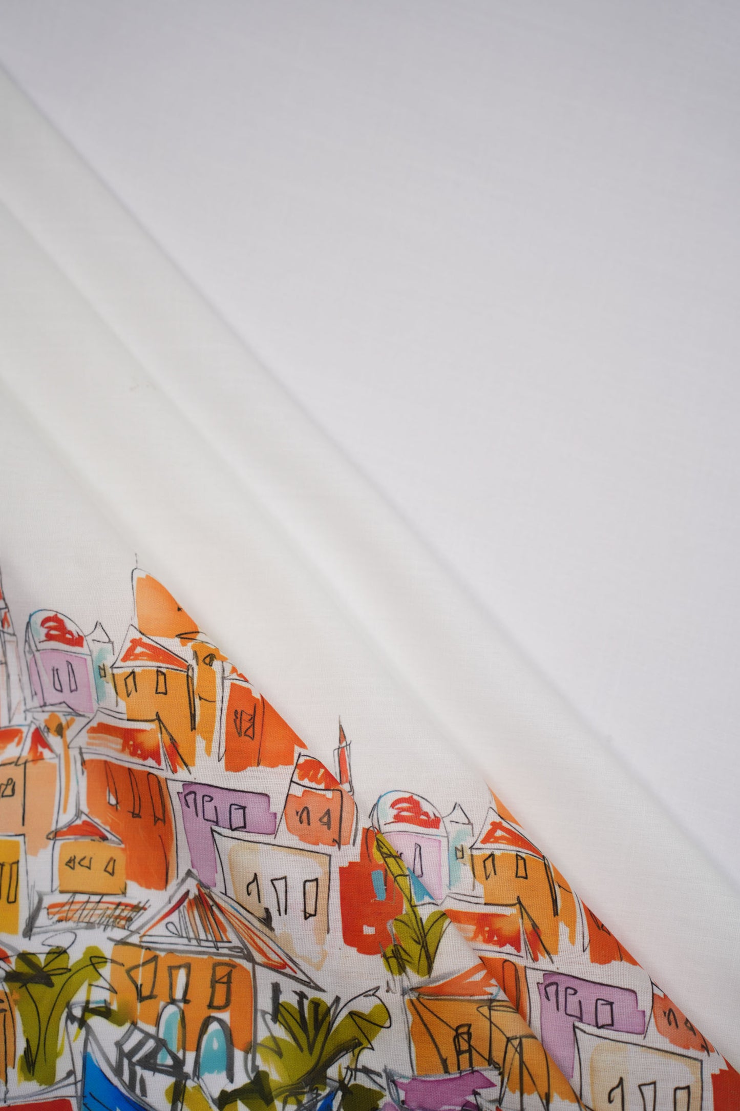 Harbour View Linen Geometric Printed Fabric