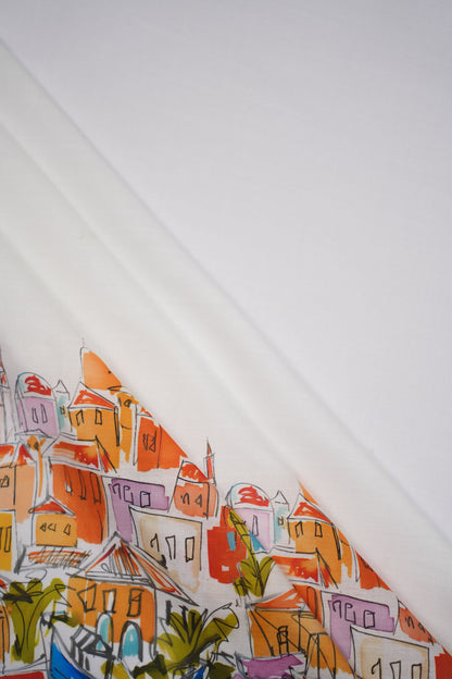Harbour View Linen Geometric Printed Fabric