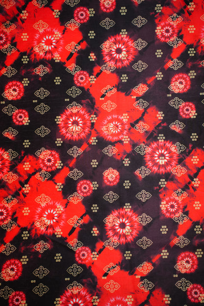 Bandhej Noir Crepe Silk Printed Fabric