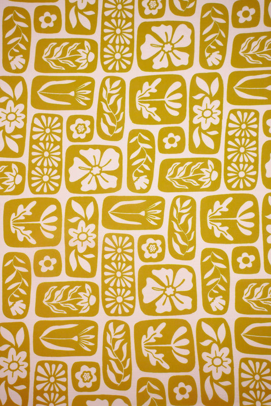 Rustic Harmony Linen Floral Printed Fabric