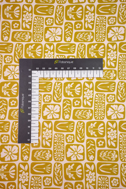 Rustic Harmony Linen Floral Printed Fabric