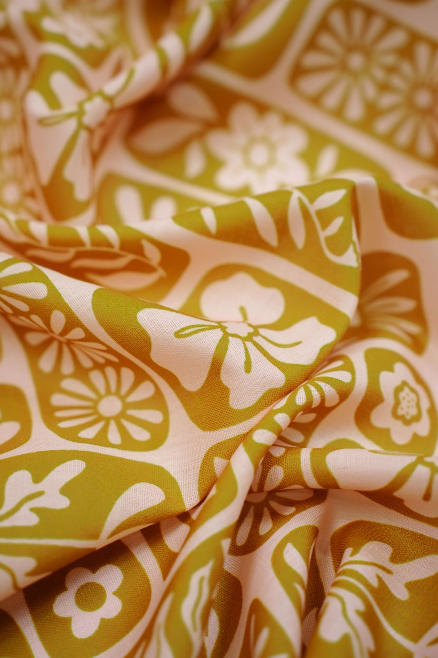 Rustic Harmony Linen Floral Printed Fabric