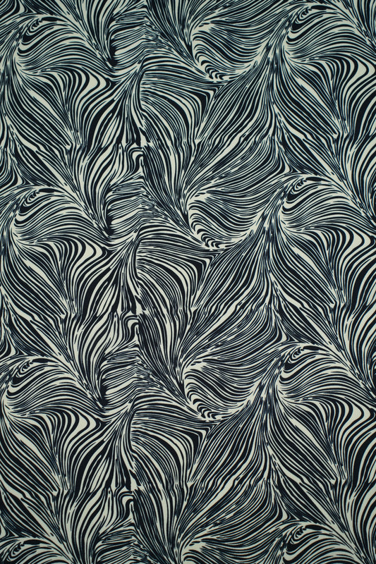 Noir Flow French Crepe Floral Printed Fabric