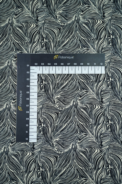 Noir Flow French Crepe Floral Printed Fabric