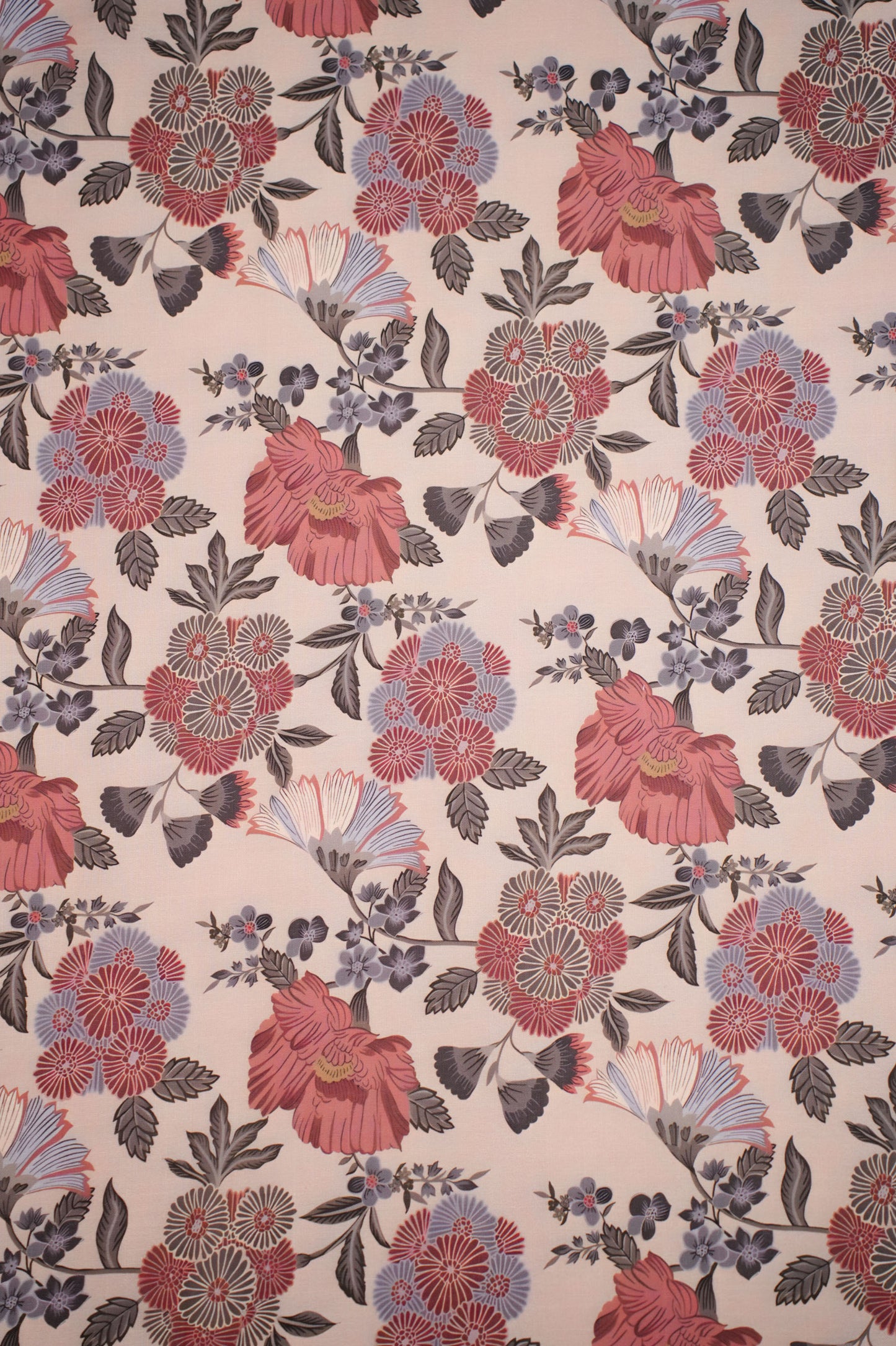 Dusky Charm Linen Floral Printed Fabric