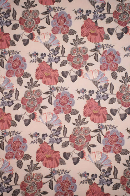 Dusky Charm Linen Floral Printed Fabric