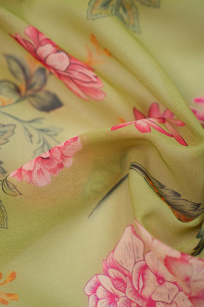 Roselyn Mist Georgette Floral Printed Fabric