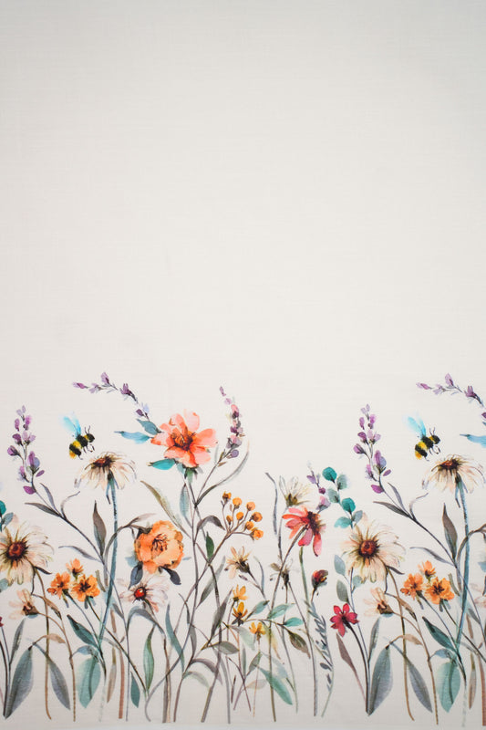 Garden Whisper Linen Floral Printed Fabric