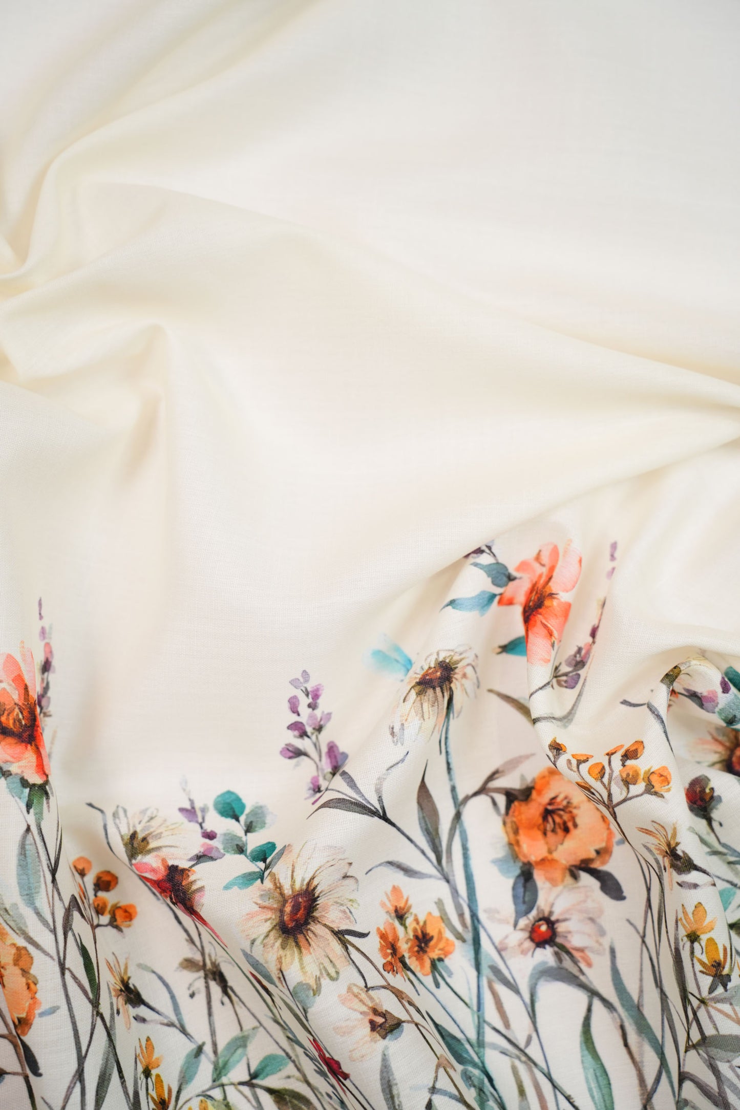 Garden Whisper Linen Floral Printed Fabric