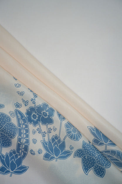 Indigo Harmony Muslin Printed Fabric