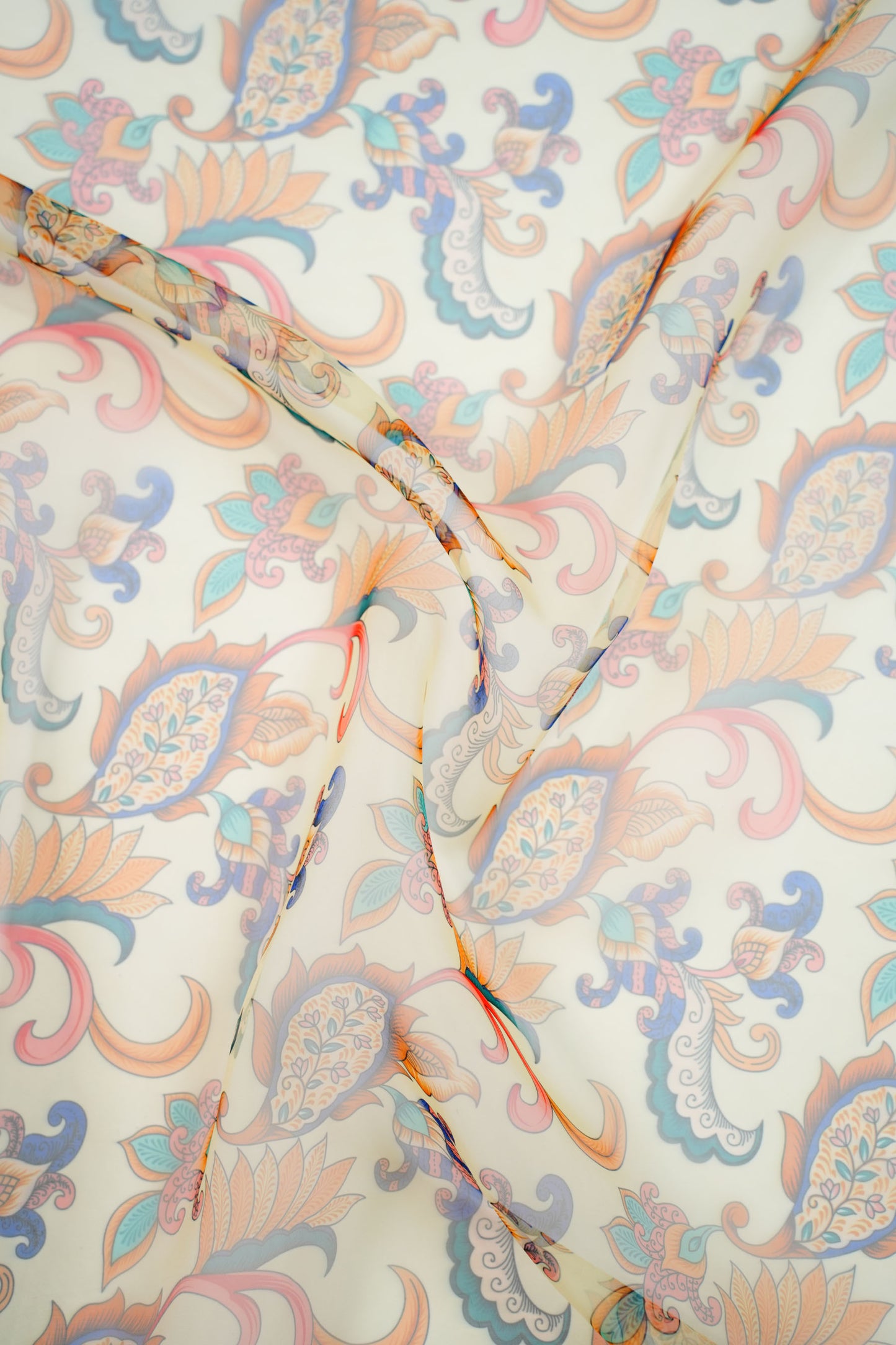 Heritage Swirl Organza Floral Printed Fabric