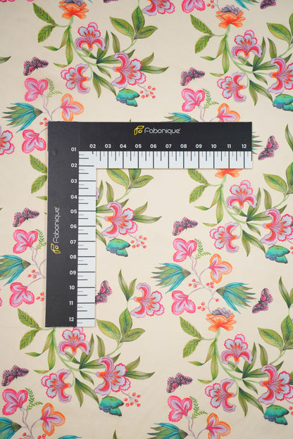 Meadow Charm Georgette Floral Printed Fabric