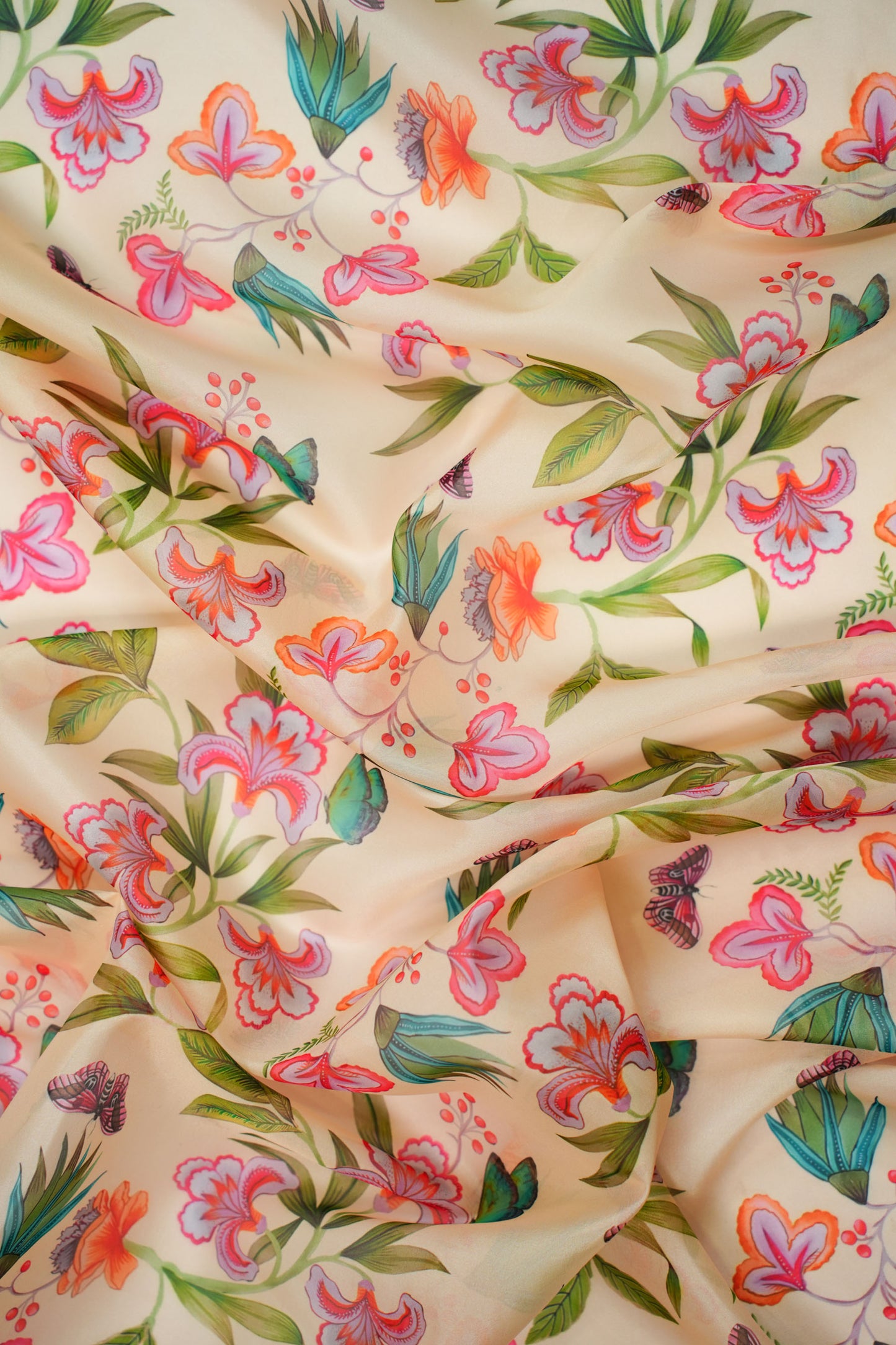 Meadow Charm Georgette Floral Printed Fabric