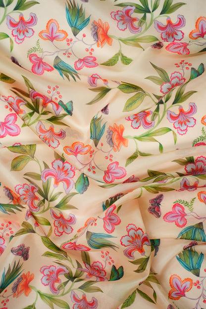 Meadow Charm Georgette Floral Printed Fabric