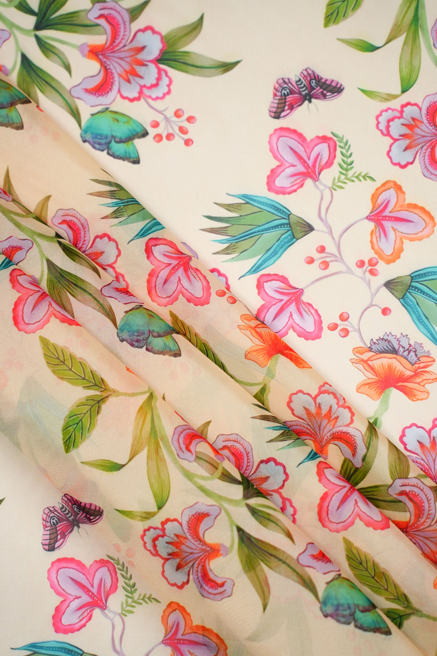 Meadow Charm Georgette Floral Printed Fabric