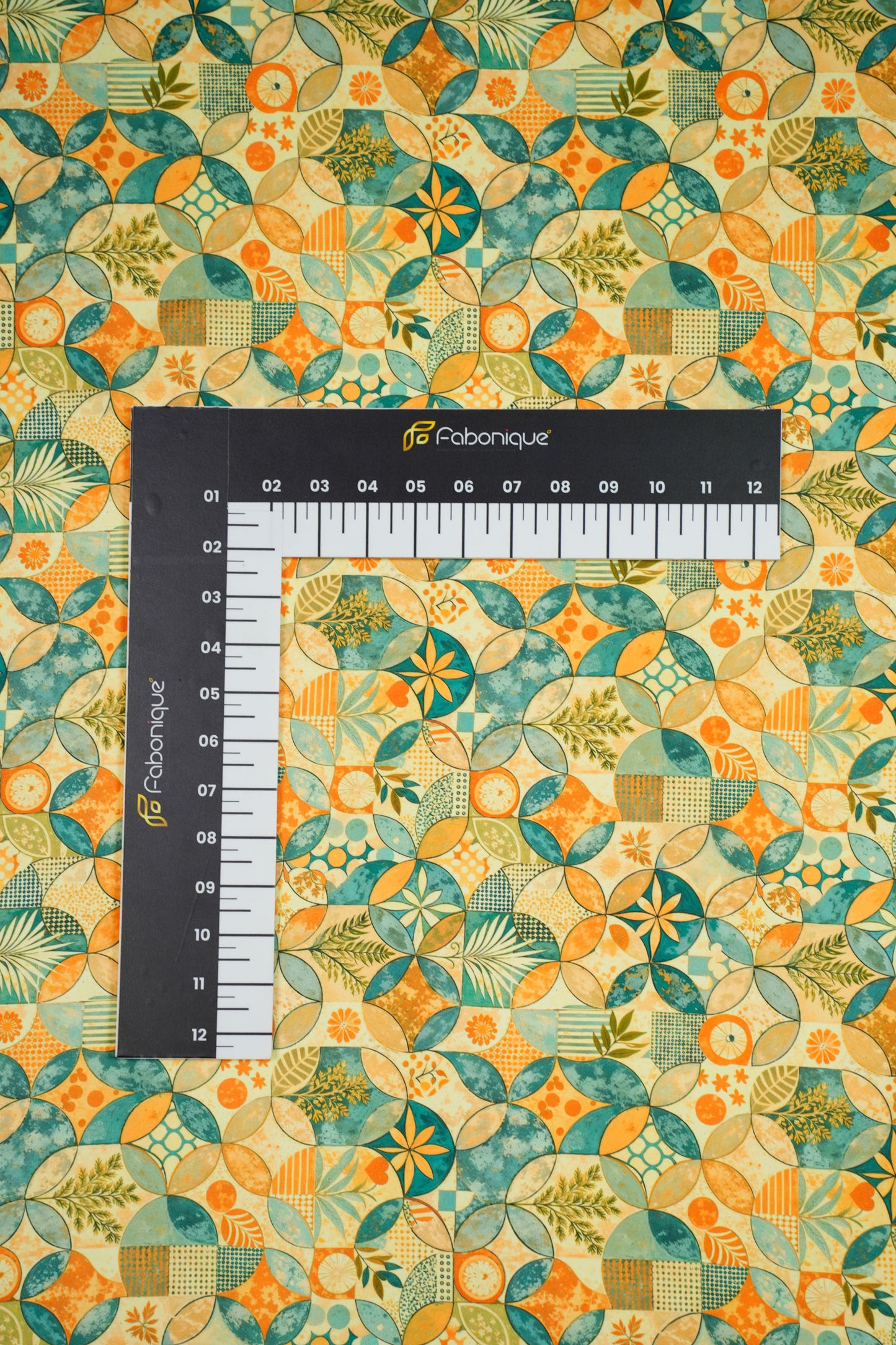 GeoFlora Harmony Muslin Geometric Floral Printed Fabric