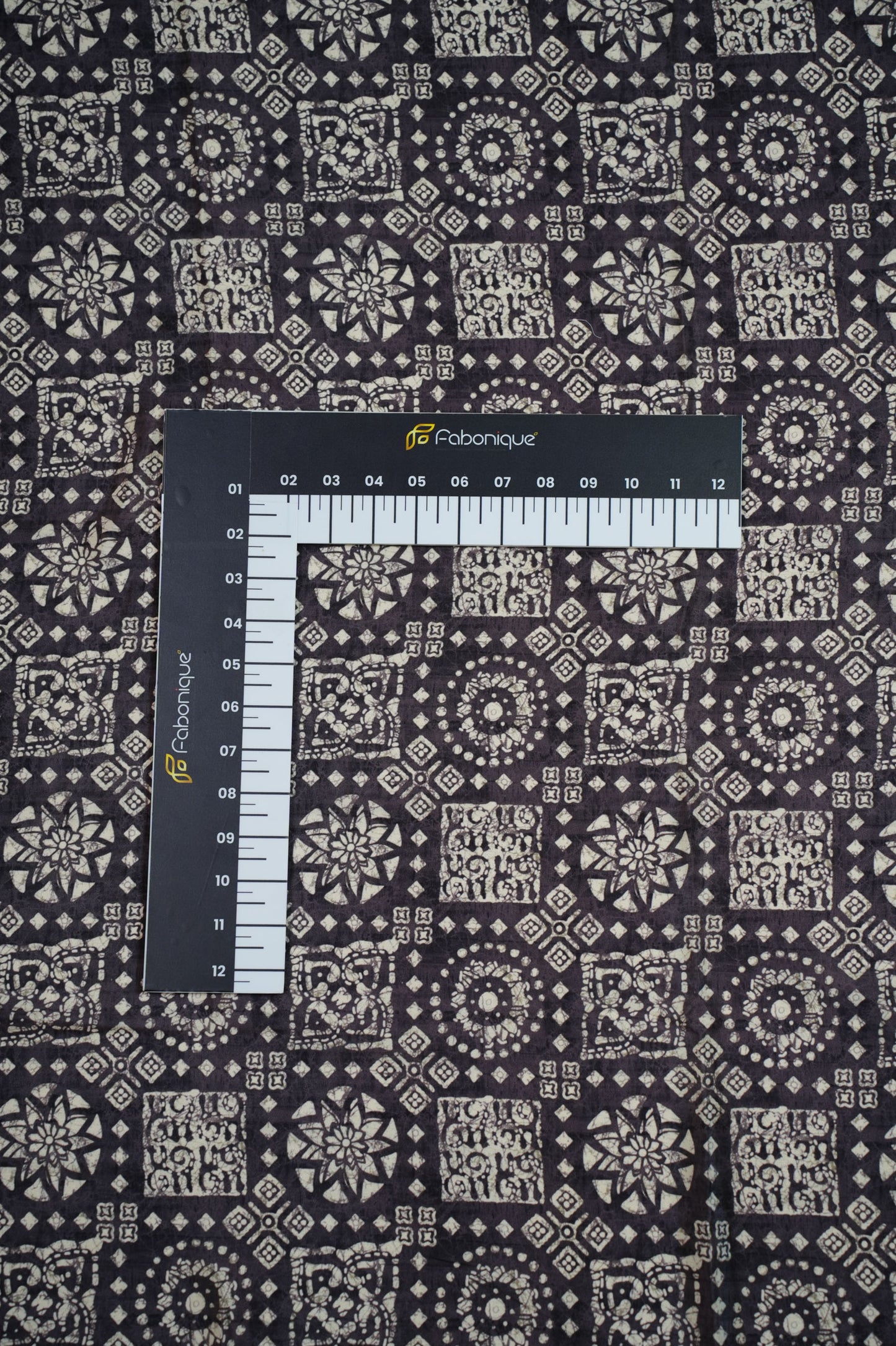 Regal Indigo Crepe Silk Geometric Printed Fabric