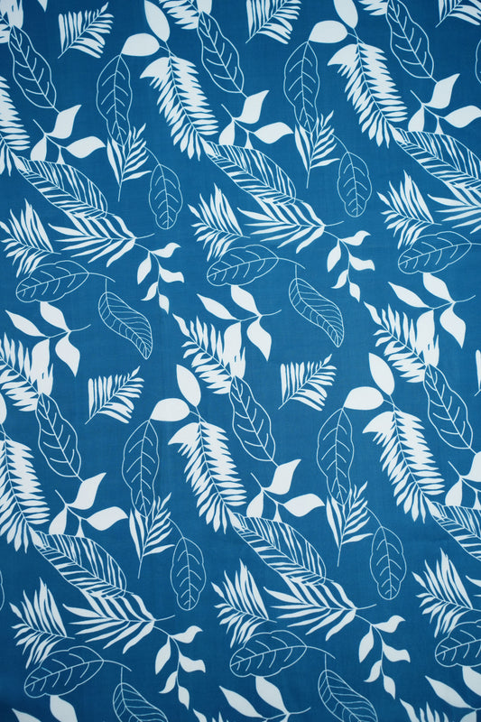 Ivory Leaf Muslin Printed Fabric