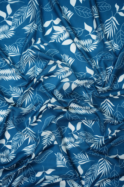 Ivory Leaf Muslin Printed Fabric