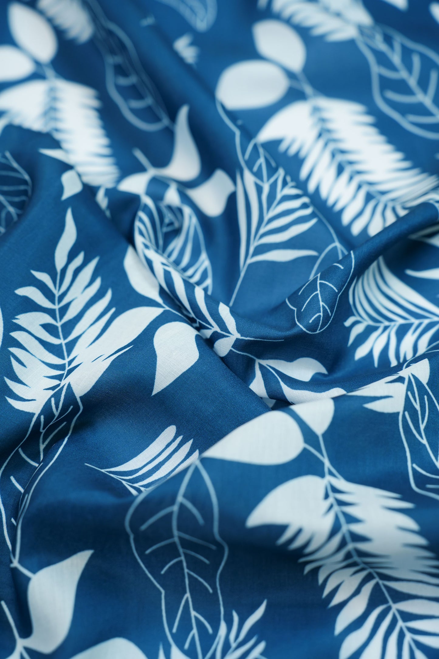 Ivory Leaf Muslin Printed Fabric