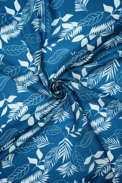 Ivory Leaf Muslin Printed Fabric