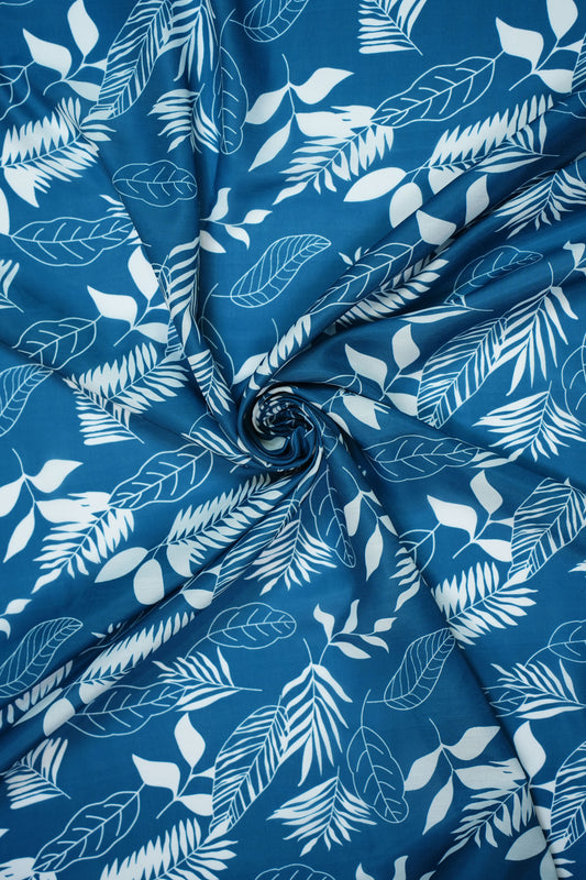 Ivory Leaf Muslin Printed Fabric