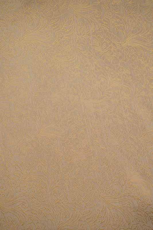 Golden Floral Embossed Banarasi Fabric