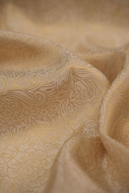 Golden Floral Embossed Banarasi Fabric