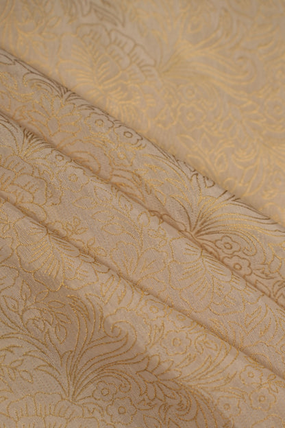 Golden Floral Embossed Banarasi Fabric