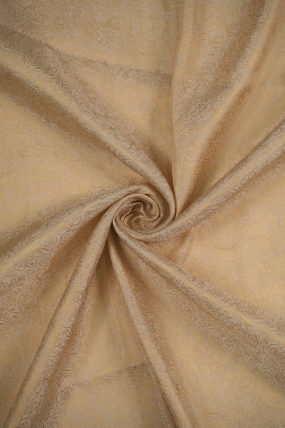 Golden Floral Embossed Banarasi Fabric