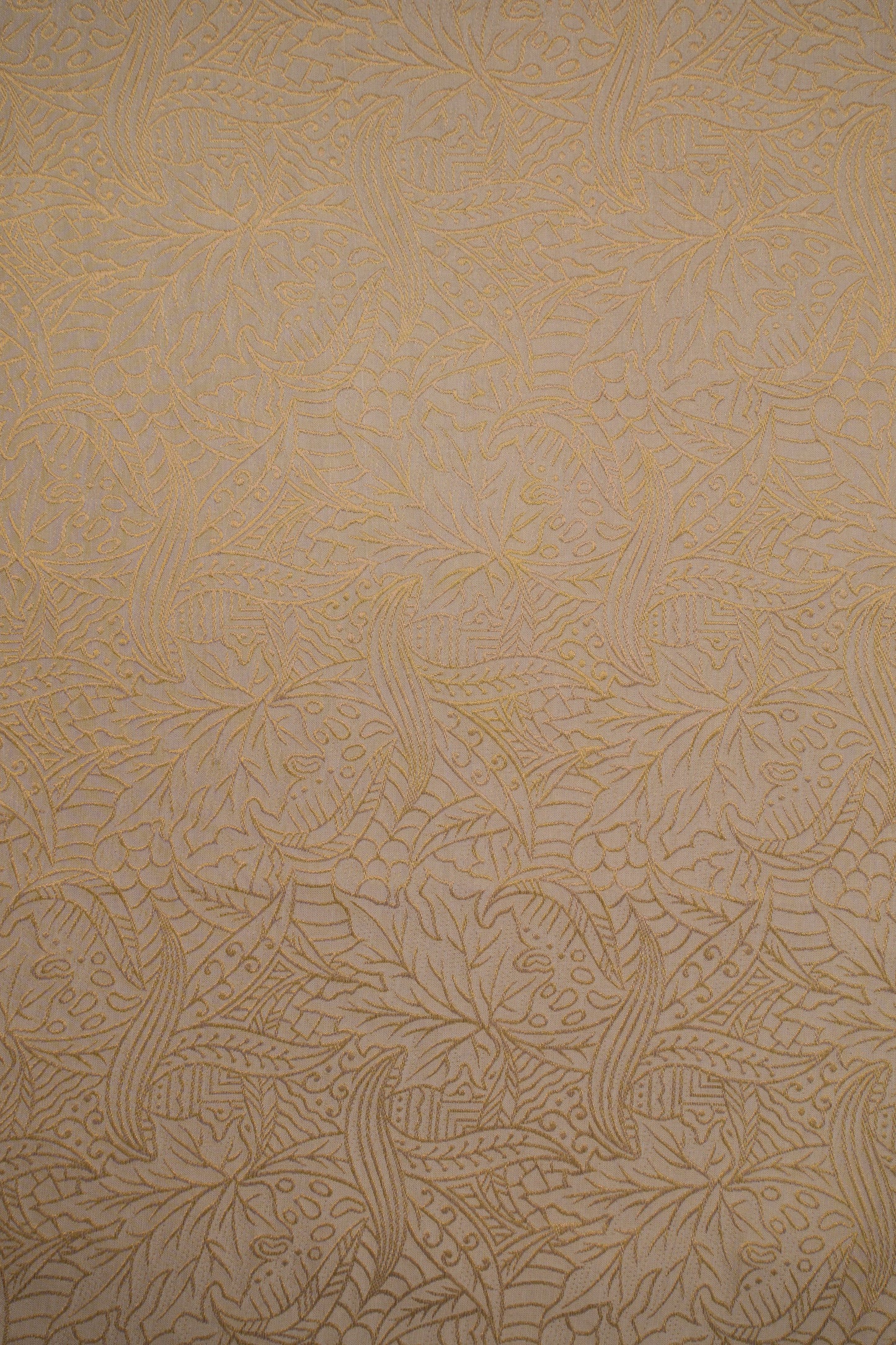 Ivory Gold Banarasi Brocade Fabric with Floral Weave