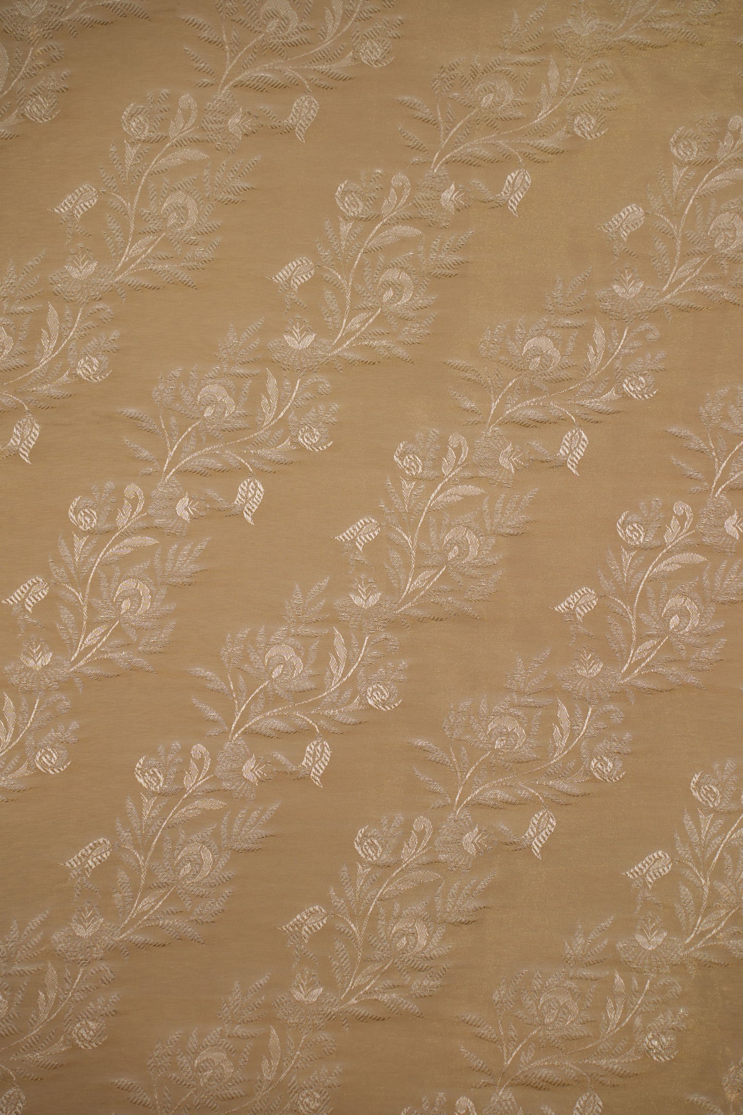 Golden Foil Embellished Pure Tanchoi Silk Fabric