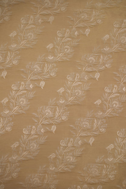 Golden Foil Embellished Pure Tanchoi Silk Fabric