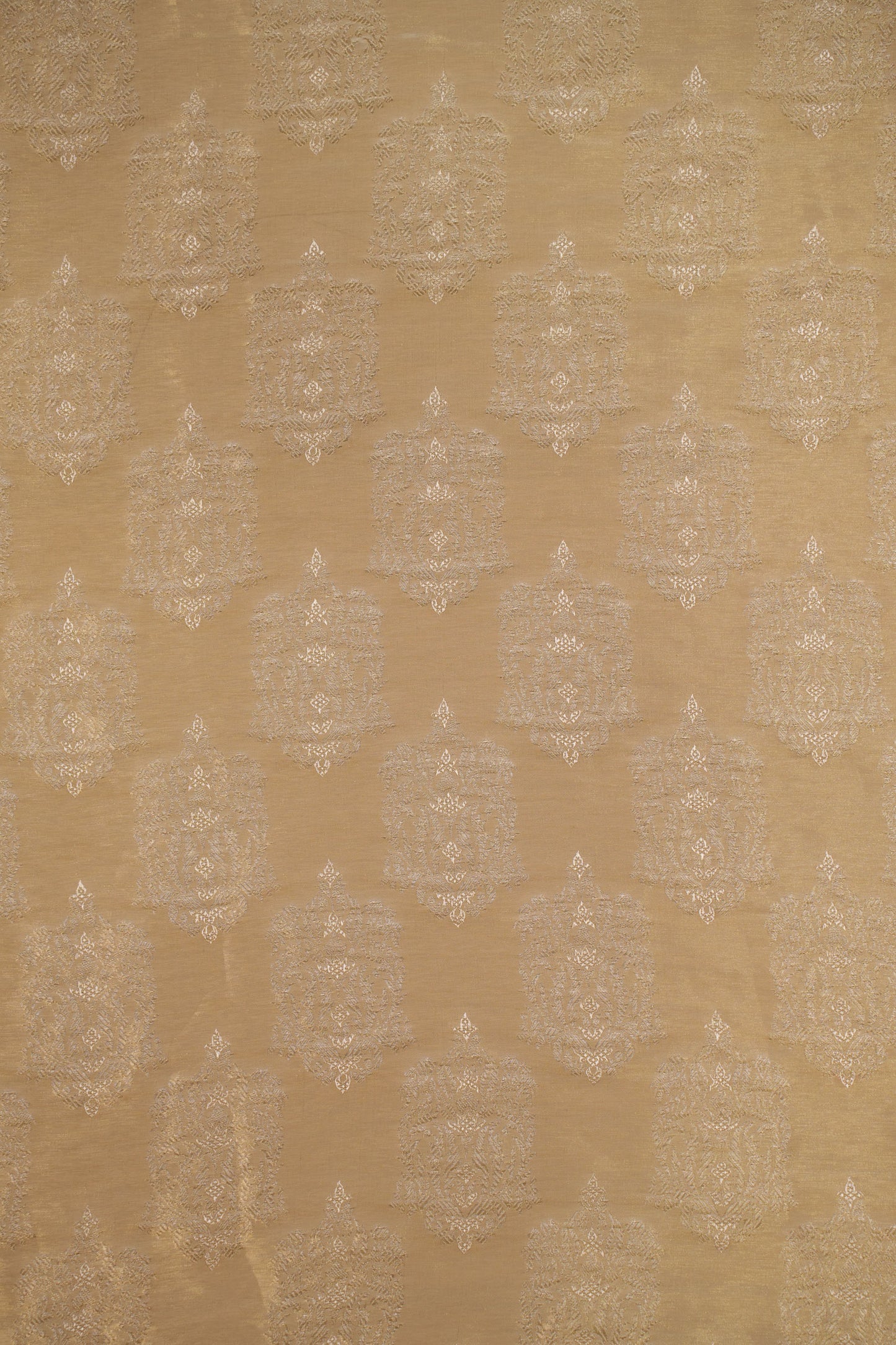 Ornate Golden Woven Pure Tanchoi Silk Brocade Fabric