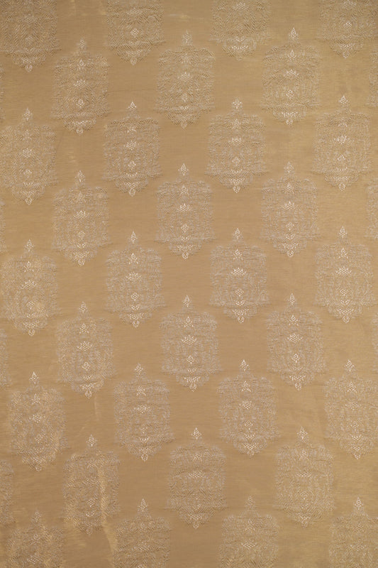 Ornate Golden Woven Pure Tanchoi Silk Brocade Fabric