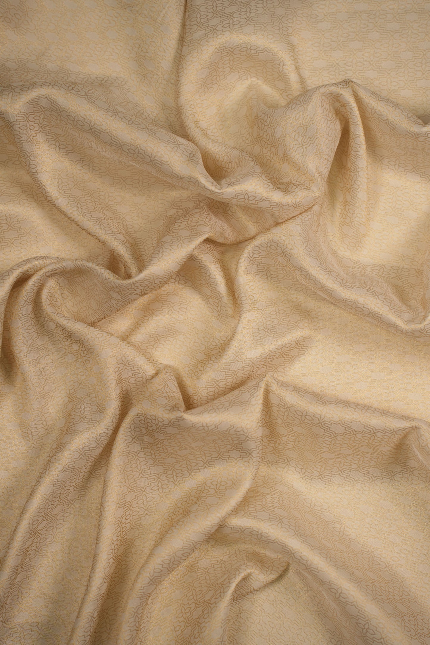 Subtle Gold Geometric Banarasi Jacquard Fabric