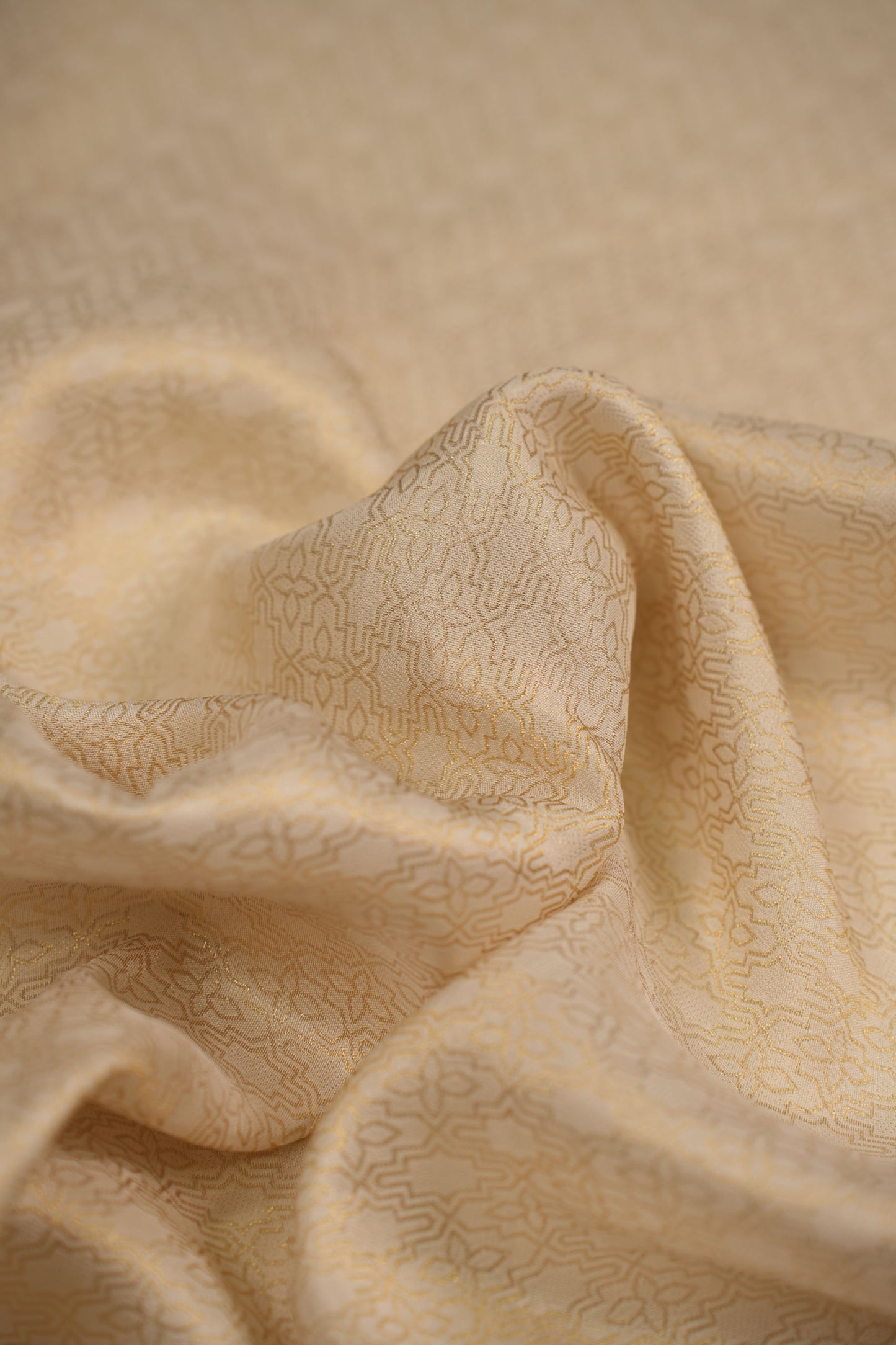 Subtle Gold Geometric Banarasi Jacquard Fabric