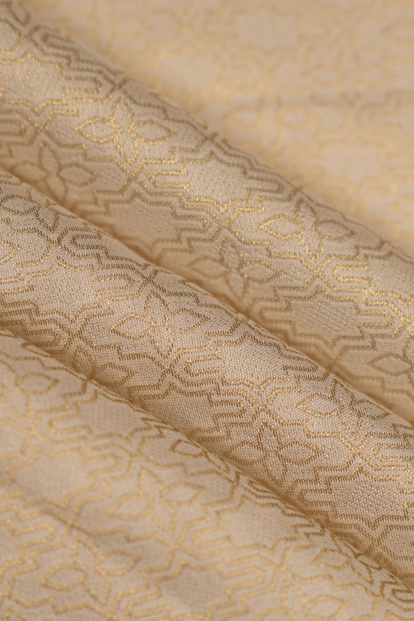 Subtle Gold Geometric Banarasi Jacquard Fabric