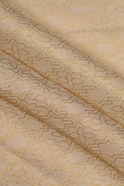 Subtle Gold Geometric Banarasi Jacquard Fabric
