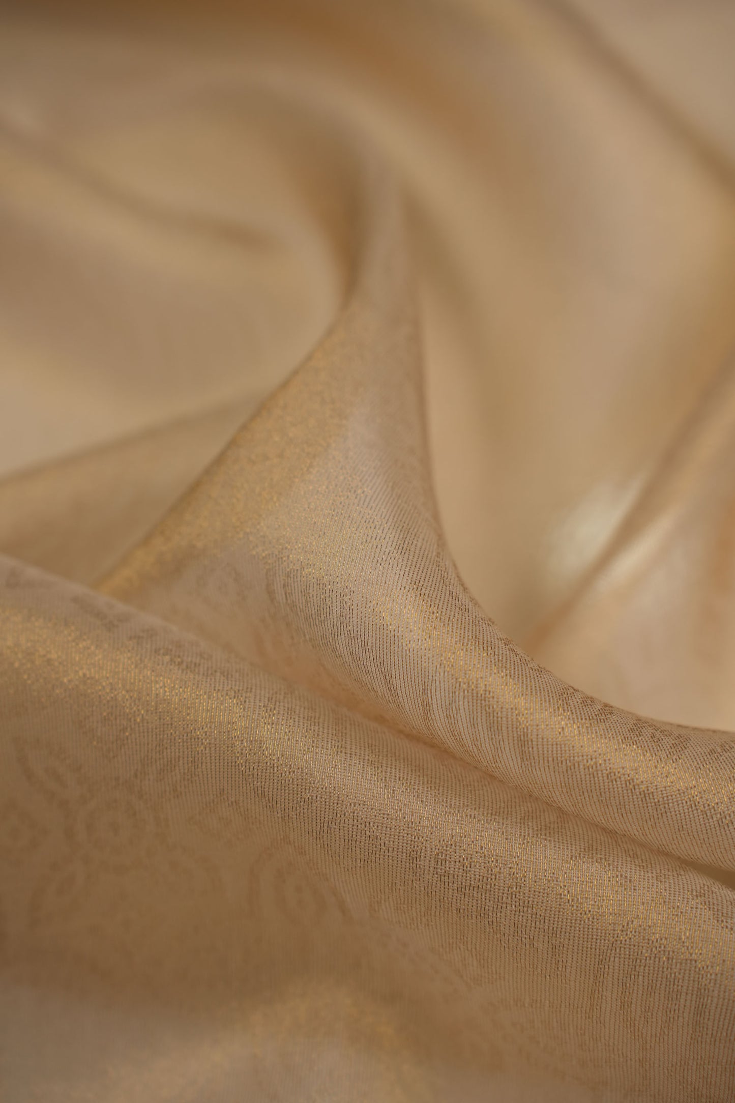 Pure Tissue Organza Floral Brocade Fabric with Self Pattern and Lustrous Sheen